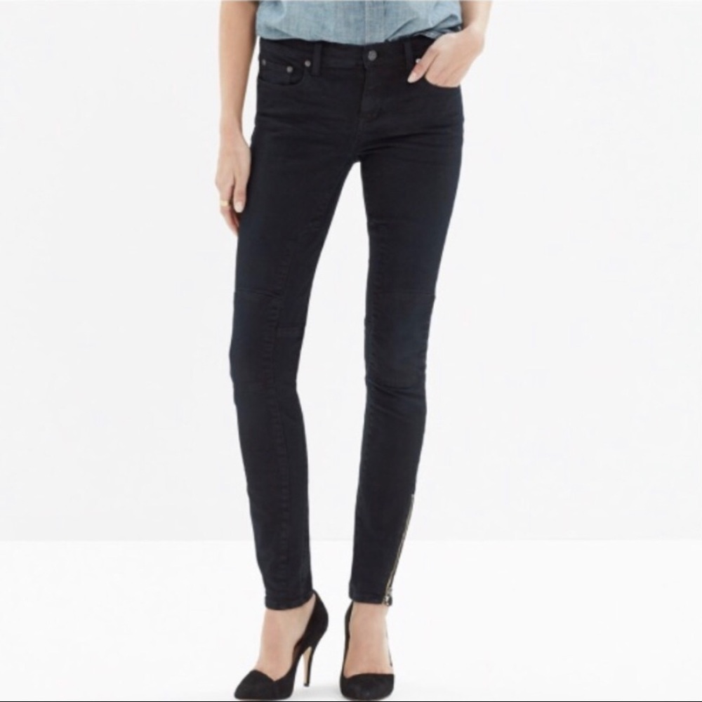 Madewell Skinny Skinny Black Moto Zip Jeans Size 32